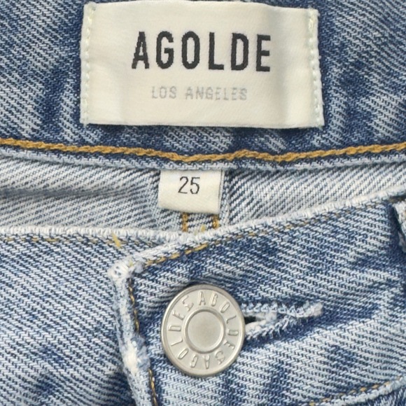 AGOLDE 90's Ripped Distressed High Rise Buttonfly Light Wash Jeans 25 - Picture 4 of 9